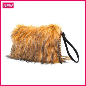 Evening Faux Fur Handbag Crossbody Shoulder Strap Fluffy Purse